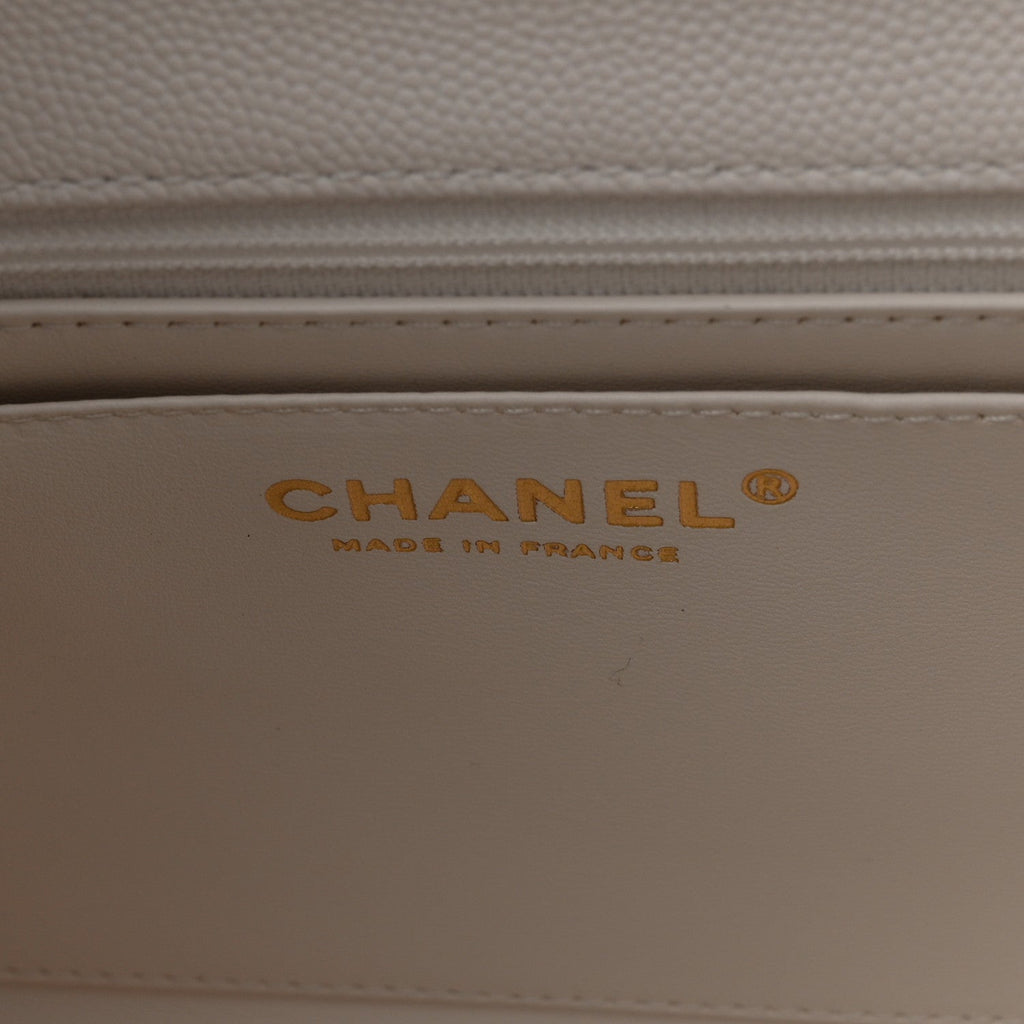 Chanel Caviar Quilted Medium Retro Twist Top Handle Flap White