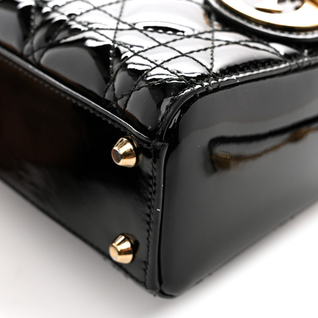 Christian Dior Patent Cannage Mini Lady Dior Black