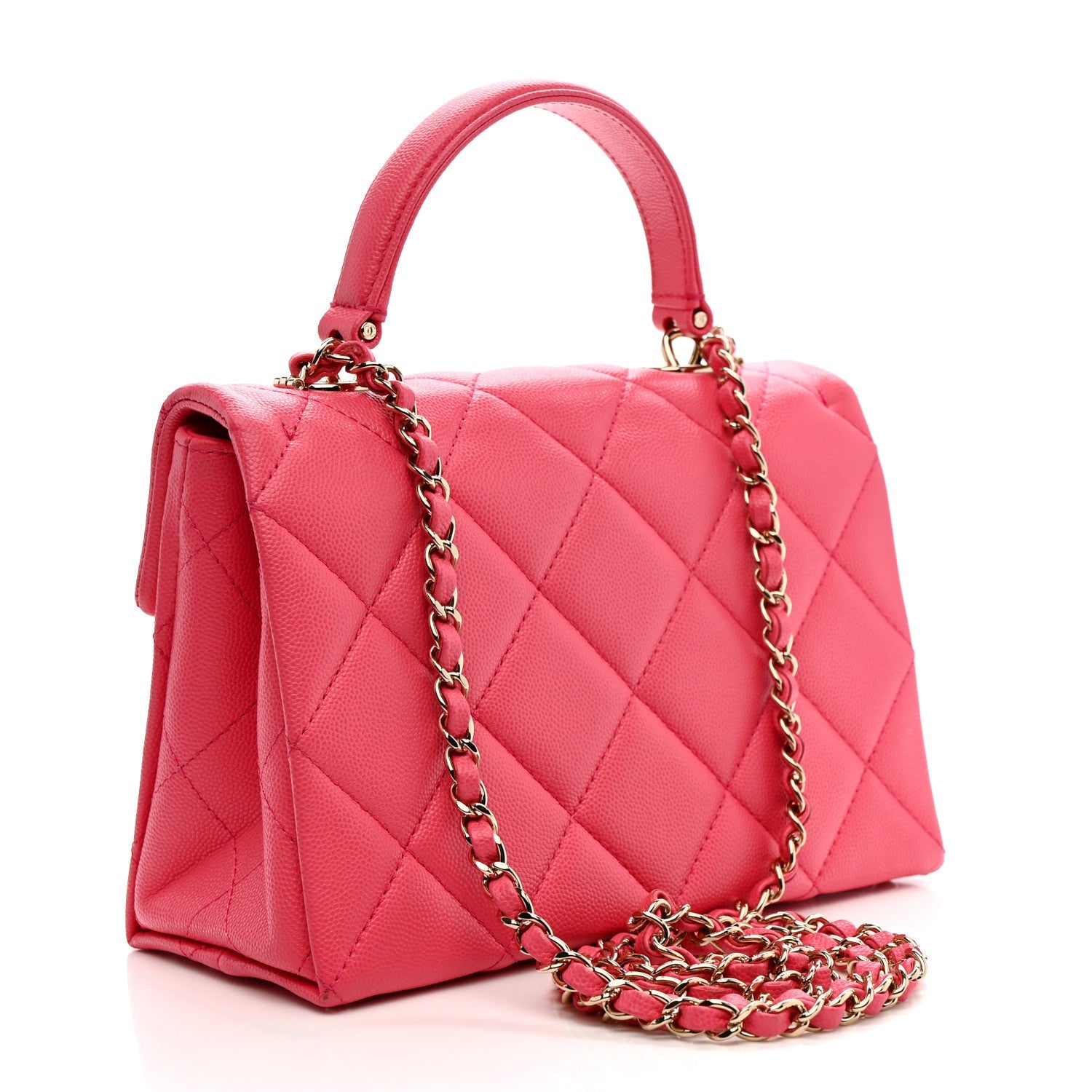 Chanel Caviar Quilted Mini Retro Twist Top Handle Flap Pink