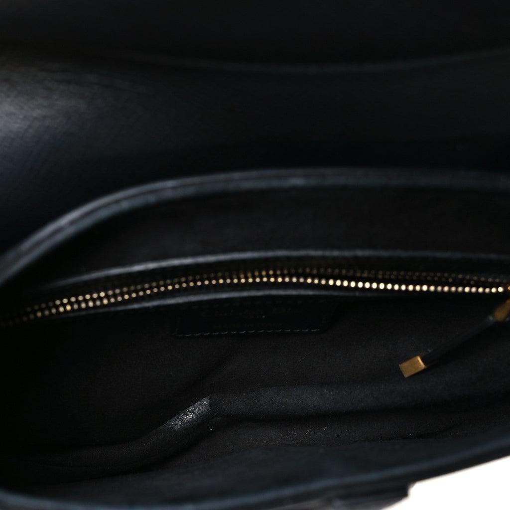 Christian Dior Grained Calfskin Saddle Bag Black