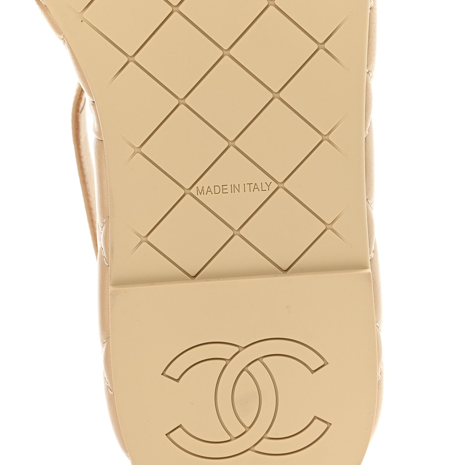 Chanel Shiny Lambskin Quilted Chain Around CC Platform Sandals 39.5 Beige
