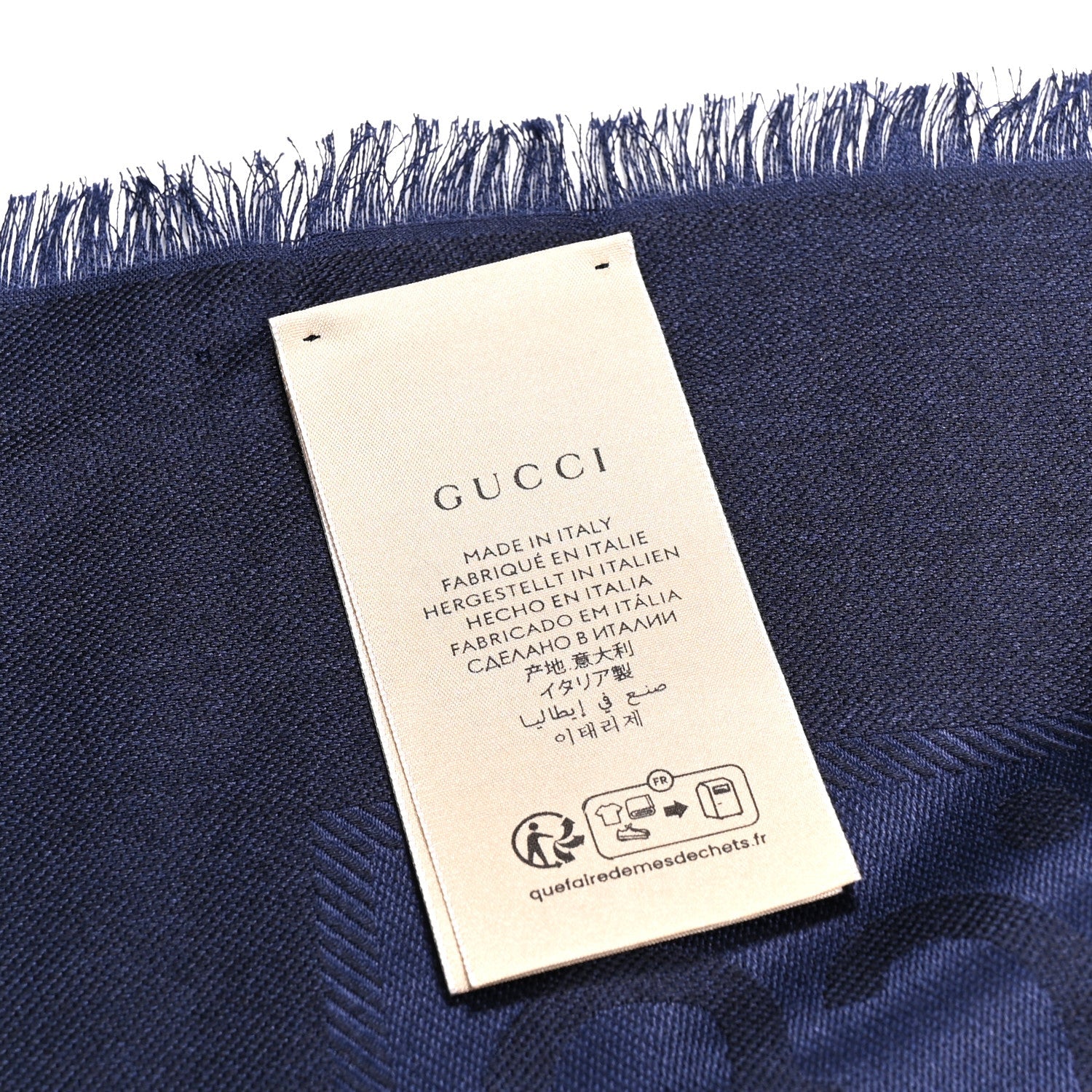 Gucci Wool Silk GG Jacquard Shawl Blue
