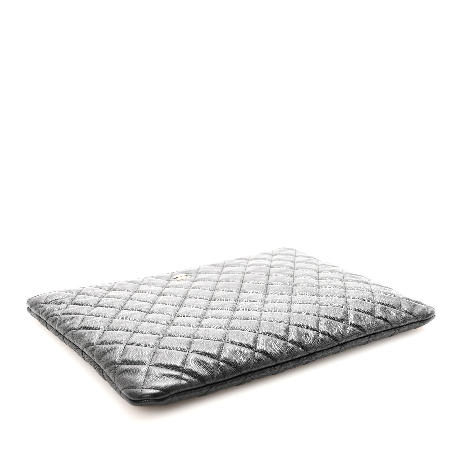Caviar Quilted Large Cosmetic Case Black