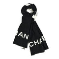 Cashmere CC Fringe Stole Black White