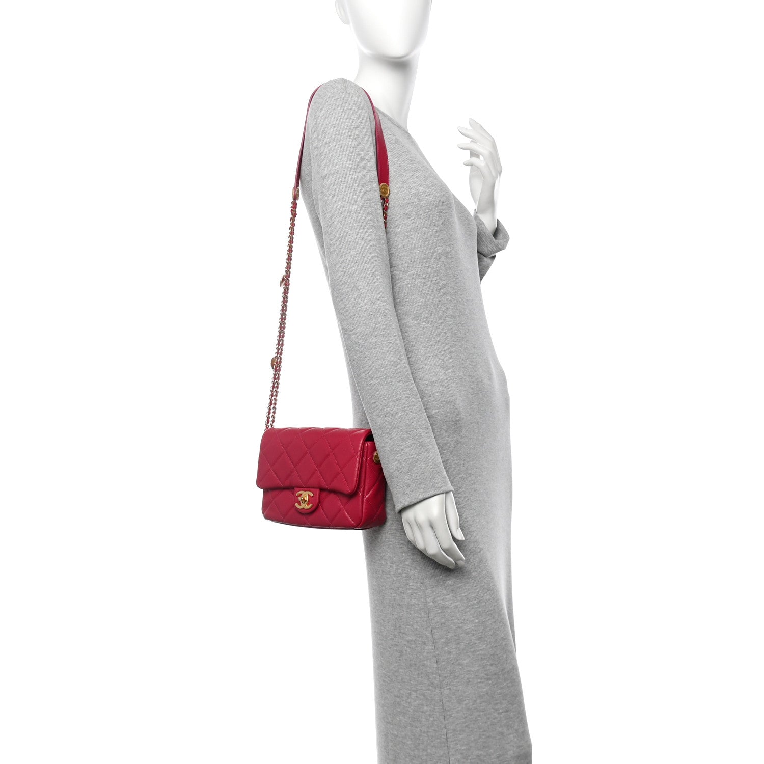 Chanel Caviar Quilted Small Twist Your Buttons Flap Fuchsia