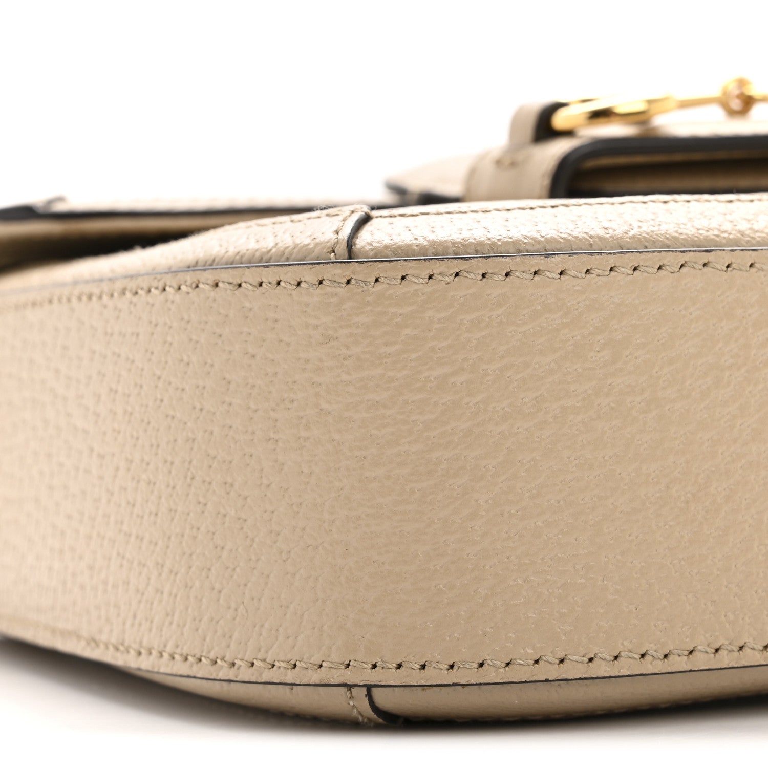 Gucci GG Supreme Monogram Textured Dollar Calfskin Web Mini Horsebit 1955 Shoulder Bag Beige Mystic White Oatmeal
