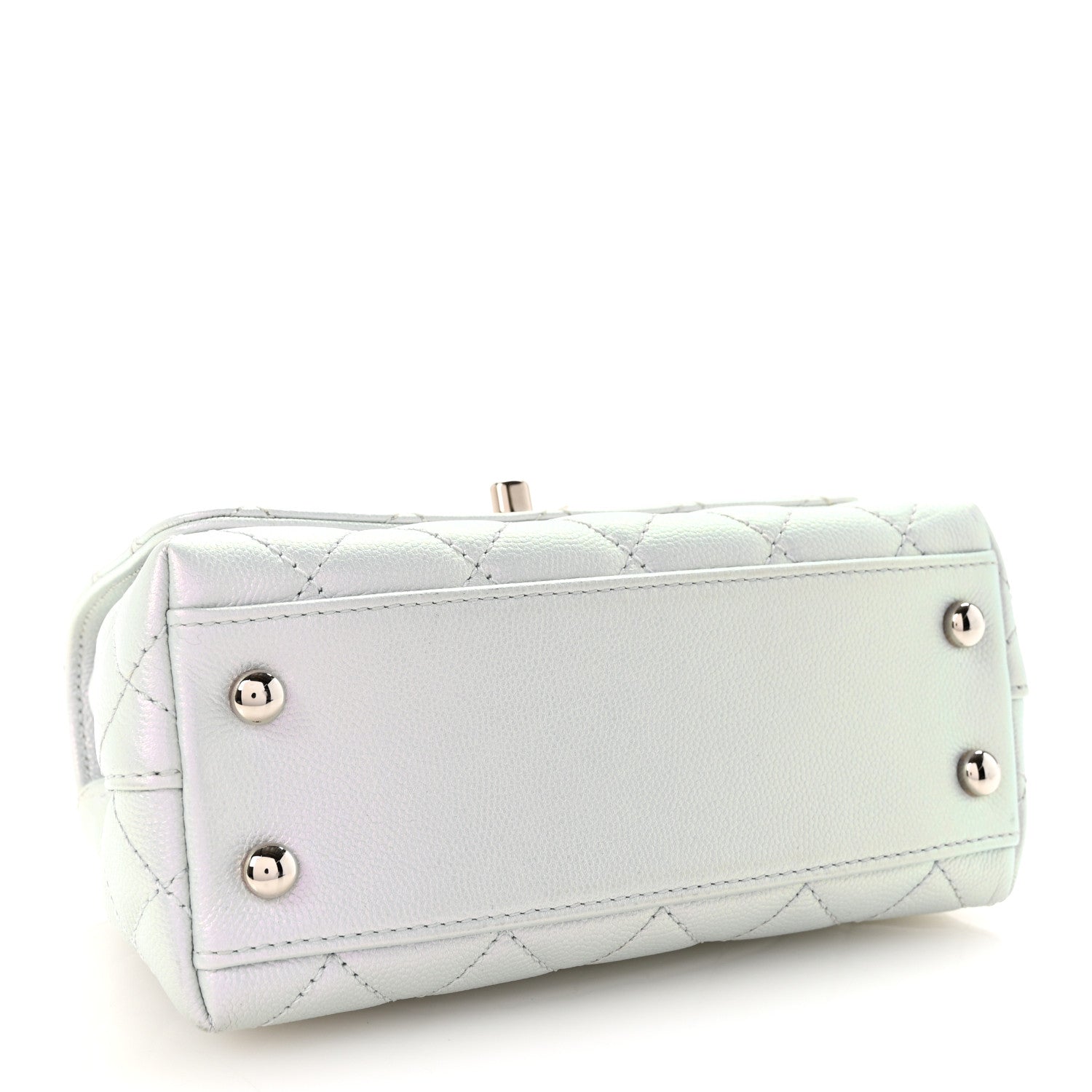 Chanel Iridescent Caviar Quilted Extra Mini Coco Handle Flap Light Blue