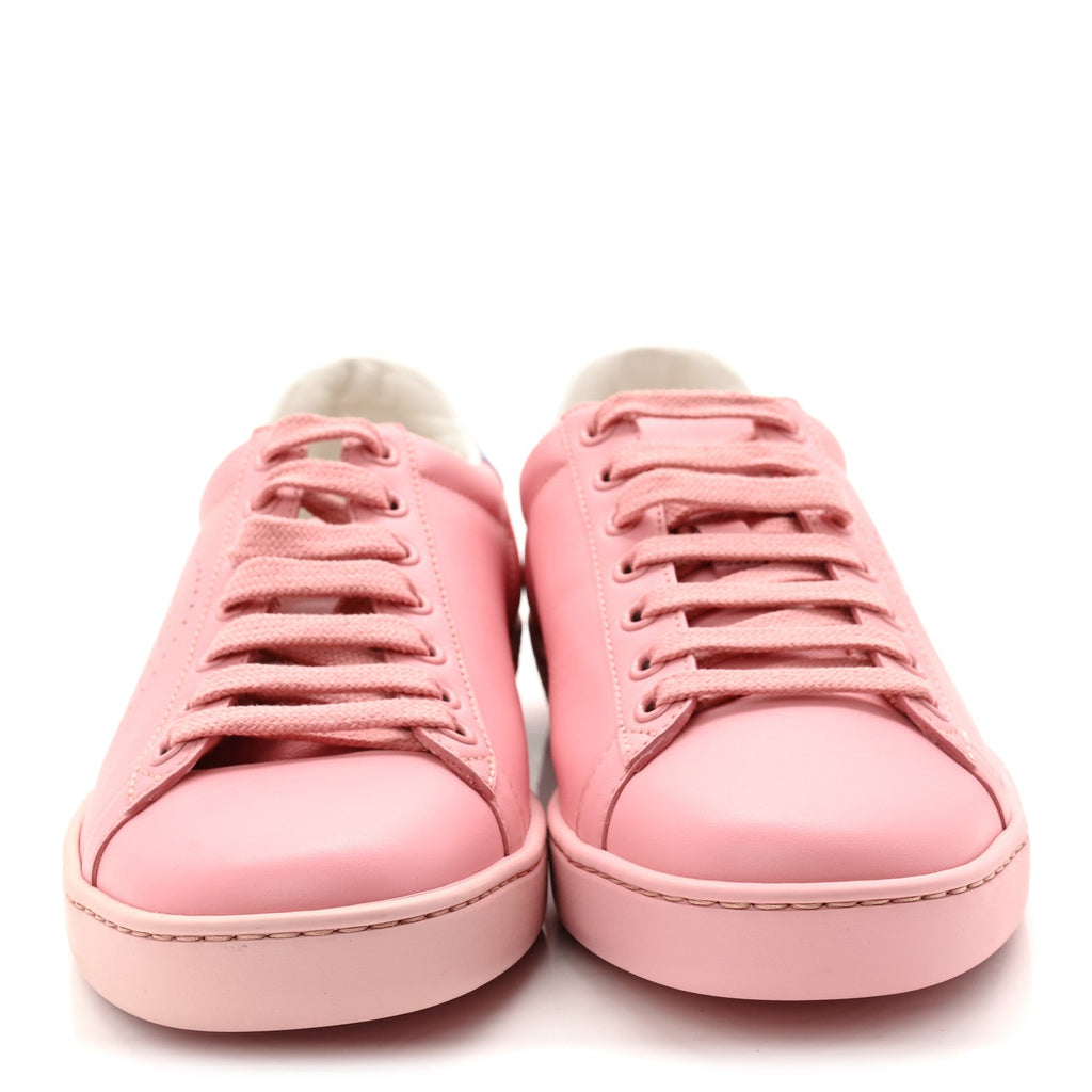 Gucci Miro Soft Calfskin Interlocking G Perforated Womens Ace Sneakers 36.5 Wild Rose Lapis