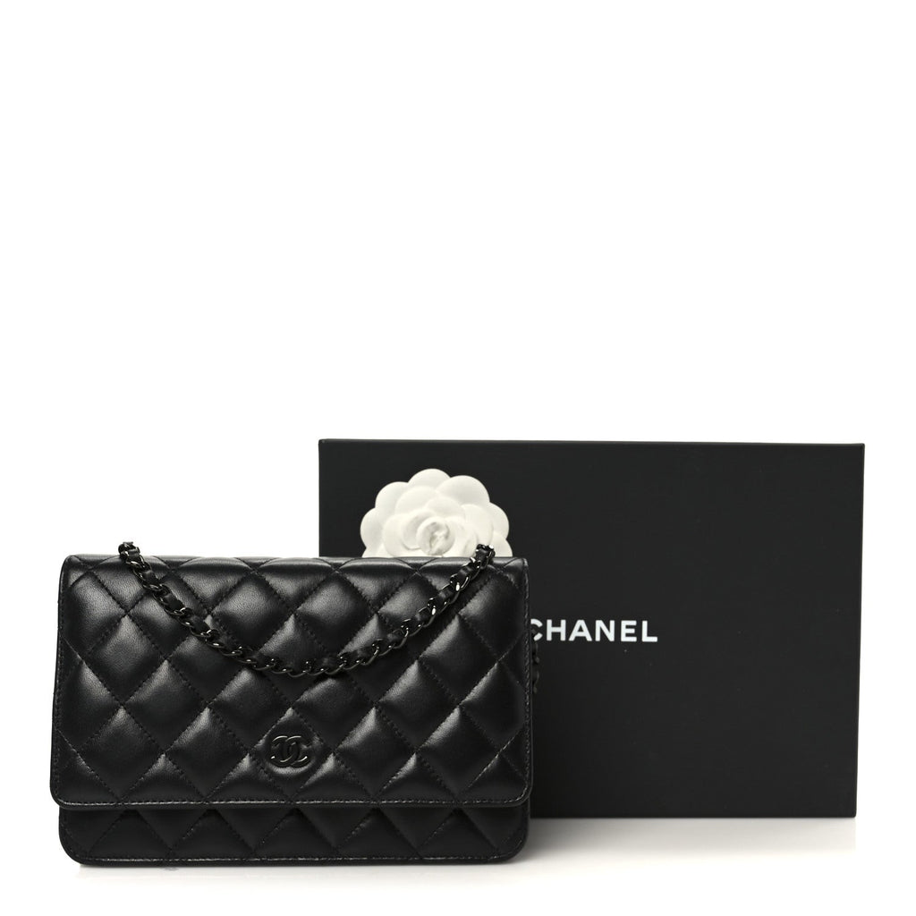 Chanel Lambskin Quilted Wallet On Chain WOC So Black