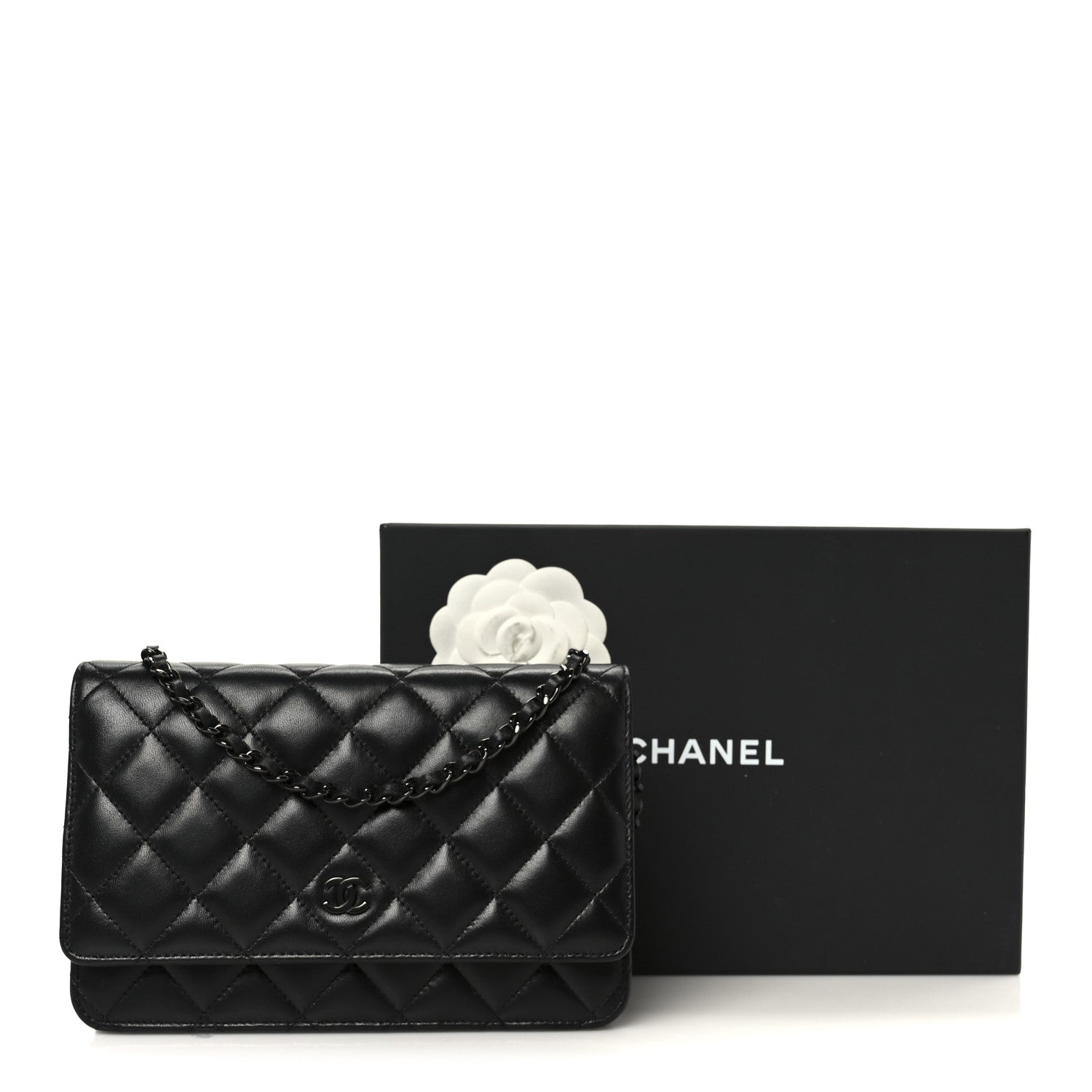 Chanel Lambskin Quilted Wallet On Chain WOC So Black