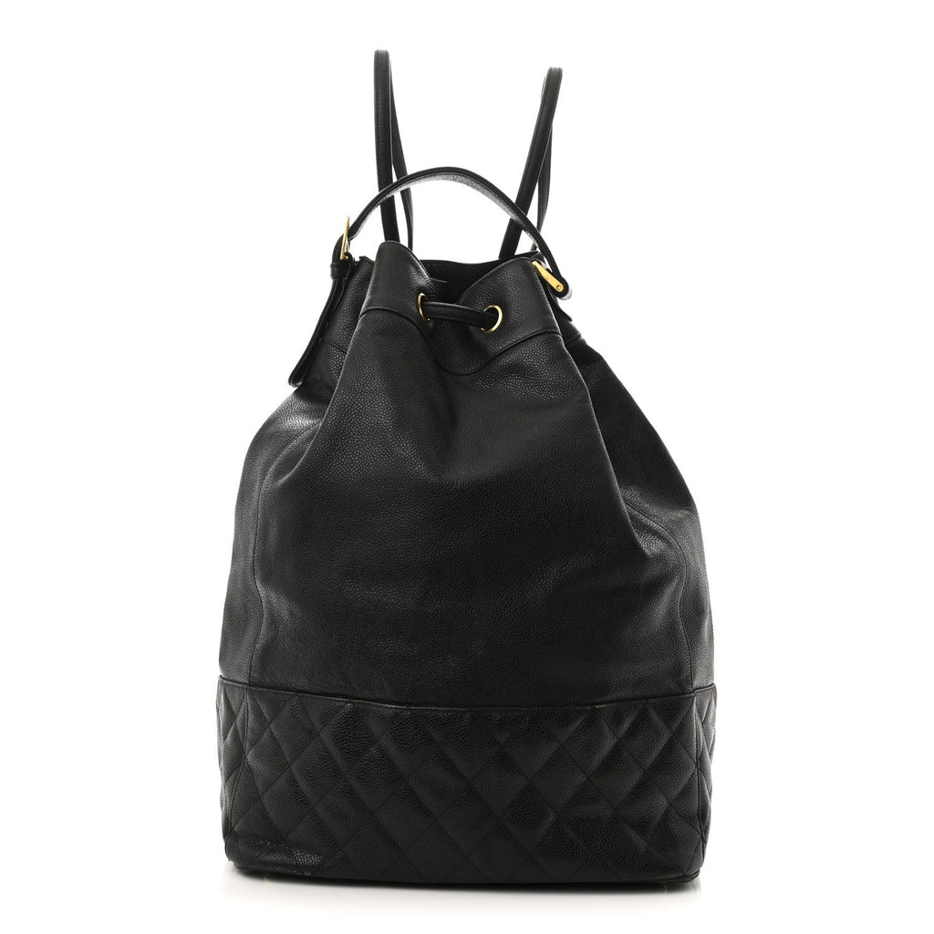 Chanel Caviar Quilted Drawstring Backpack Black
