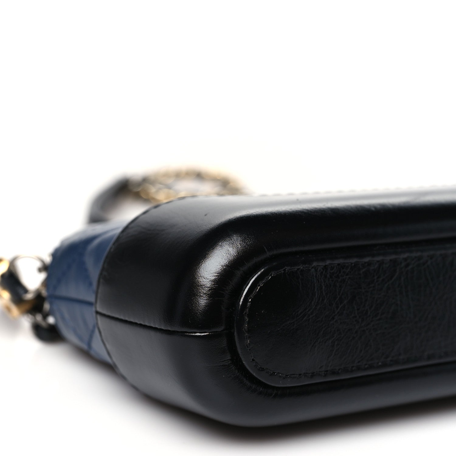 Chanel Aged Calfskin Quilted Small Gabrielle Clutch With Chain Navy Black