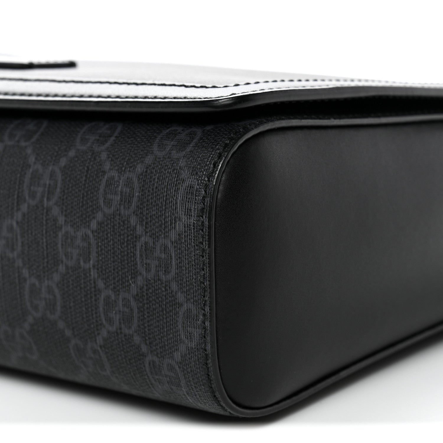 Gucci GG Supreme Monogram Appia Calfskin Web Crossbody Bag Black Grey