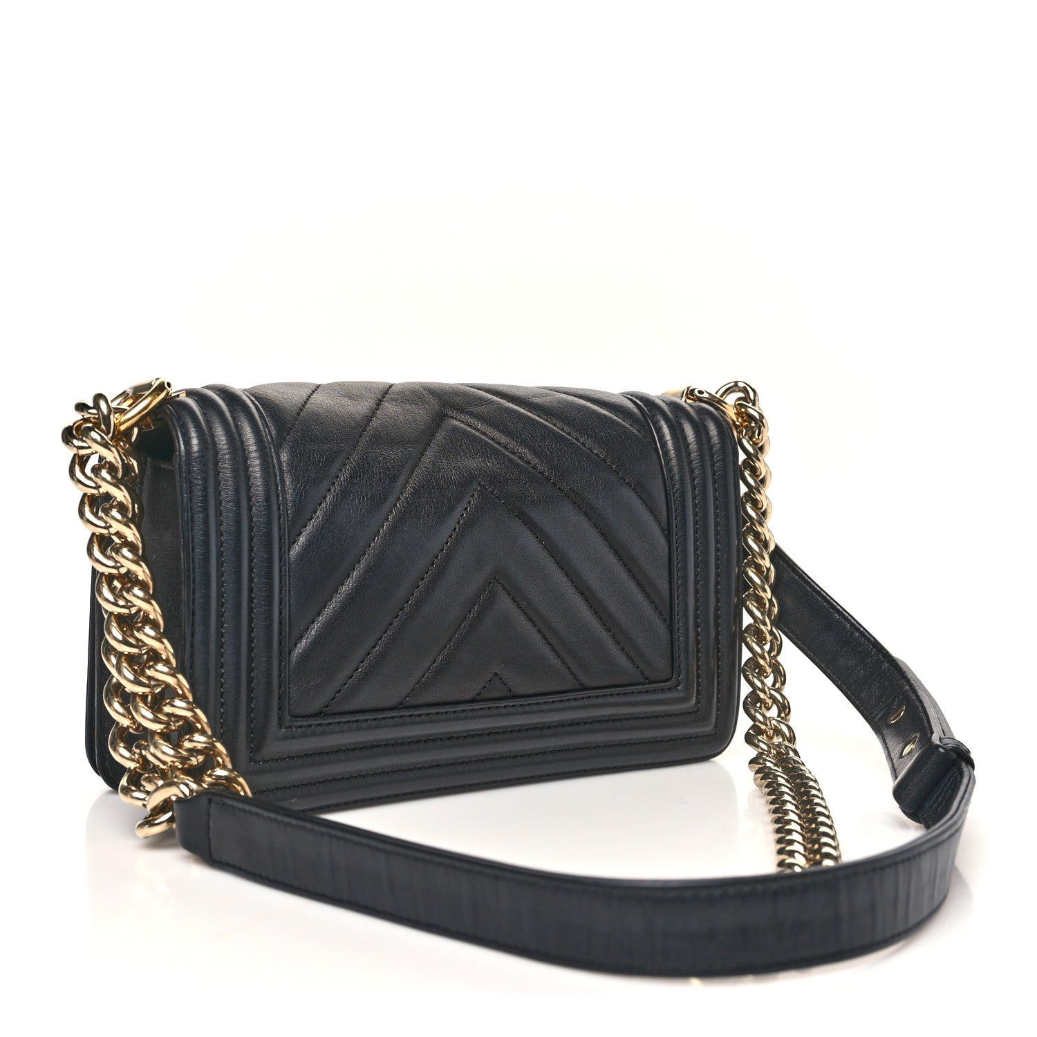 Chanel Calfskin Chevron Quilted Small Boy Flap Black