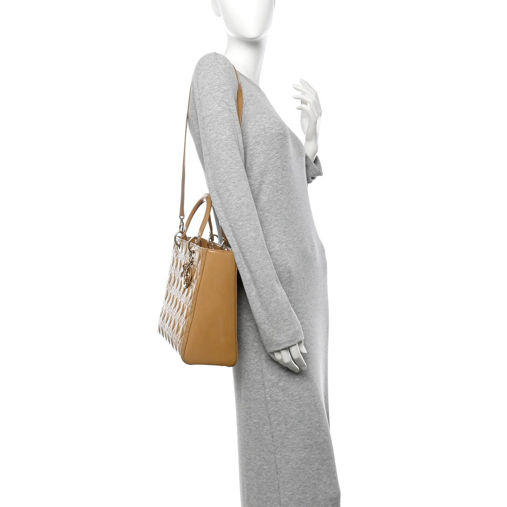 Christian Dior Patent Cannage Large Lady Dior Dark Beige