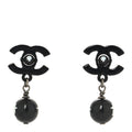 Enamel Bead CC Coco Drop Earrings Black