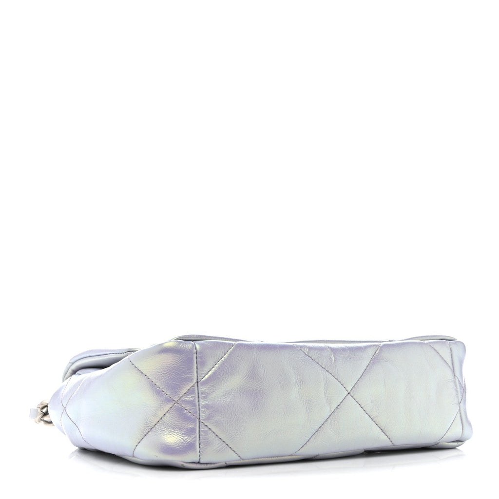 Chanel Iridescent Calfskin Quilted Medium Chanel 19 Flap Light Purple Blue