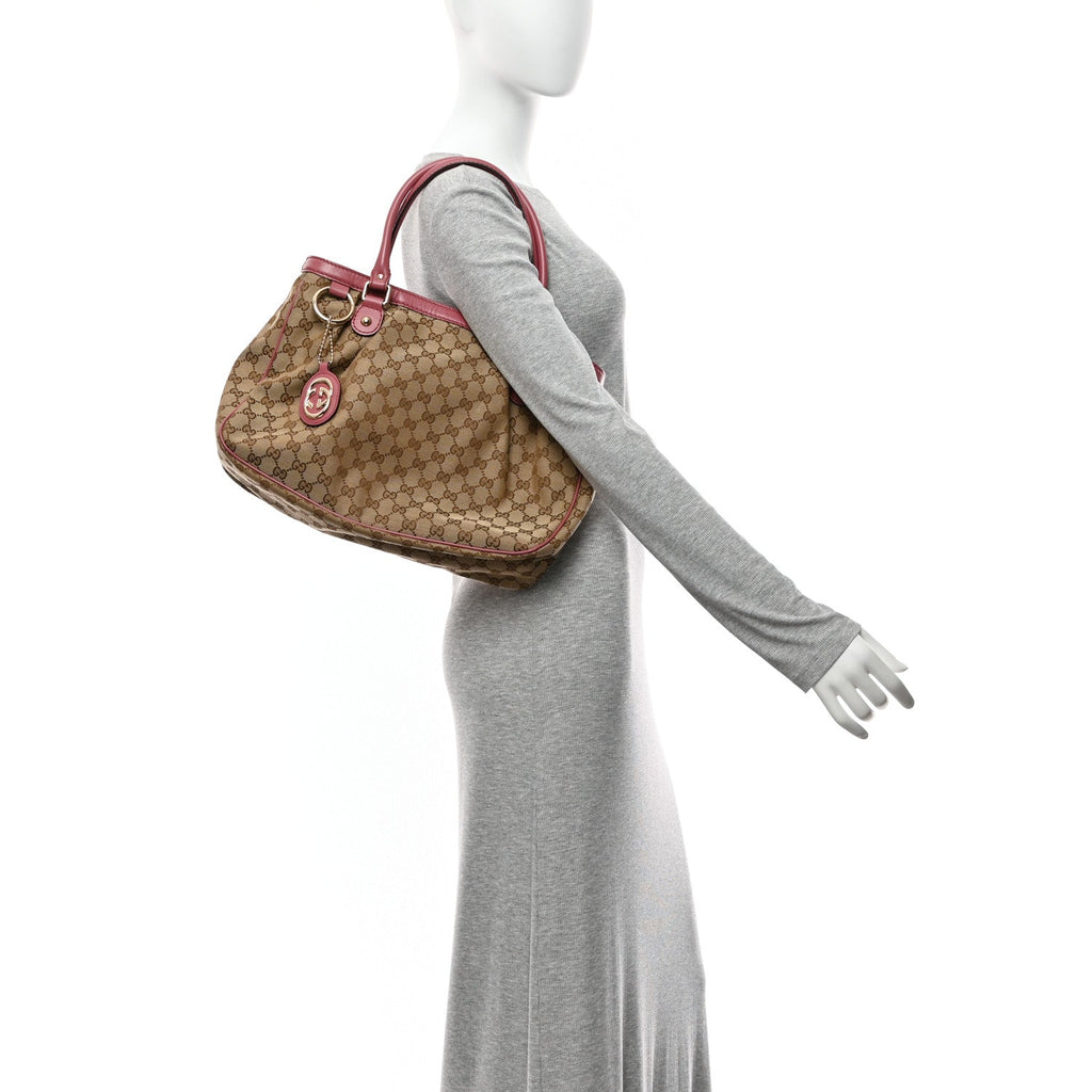 Gucci Monogram Medium Sukey Top Handle Tote Peonia Flower