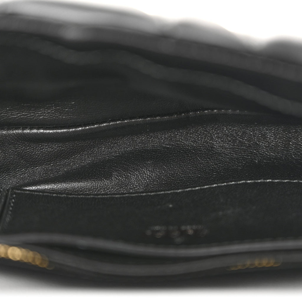 Gucci Lambskin Quilted Mini GG Milano Top Handle Shoulder Bag Black