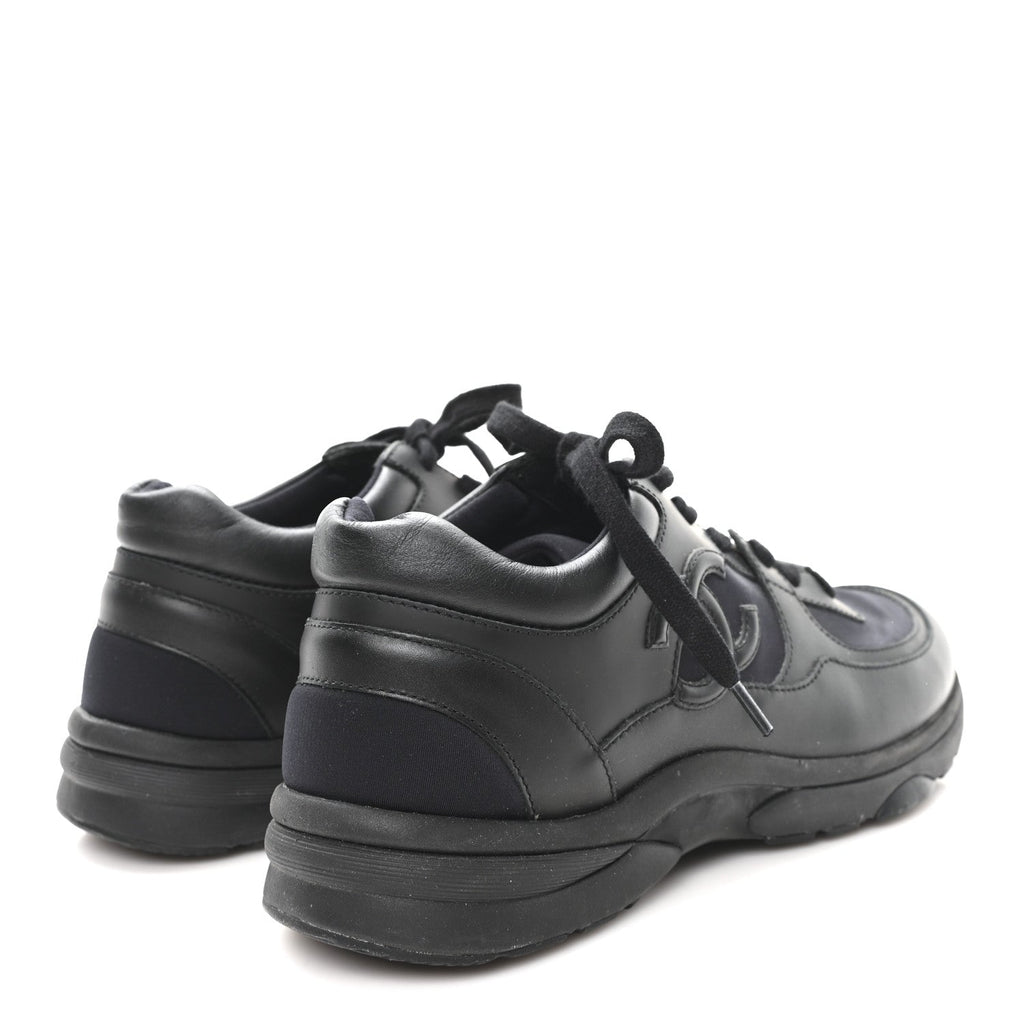 Lambskin Fabric CC Uniform Sneakers 39.5 Black