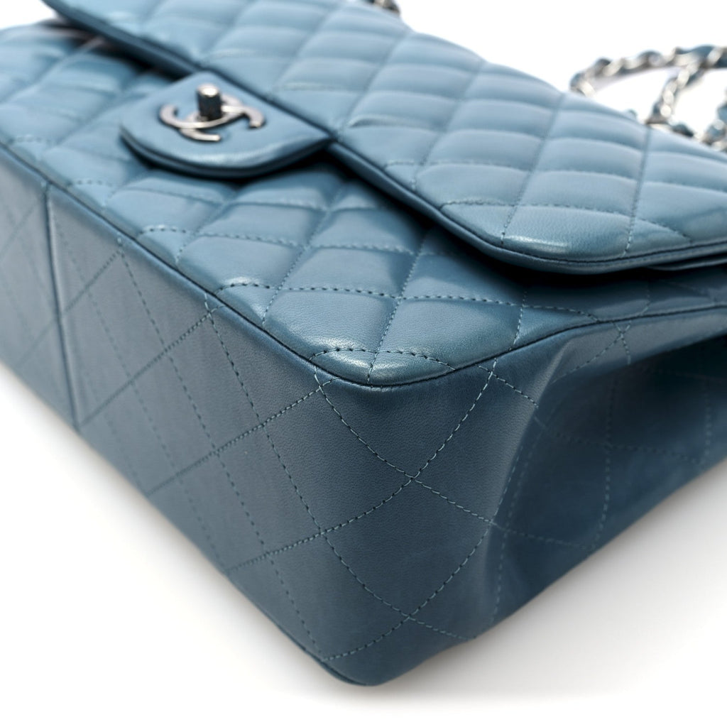 Chanel Lambskin Quilted Jumbo Double Flap Turquoise