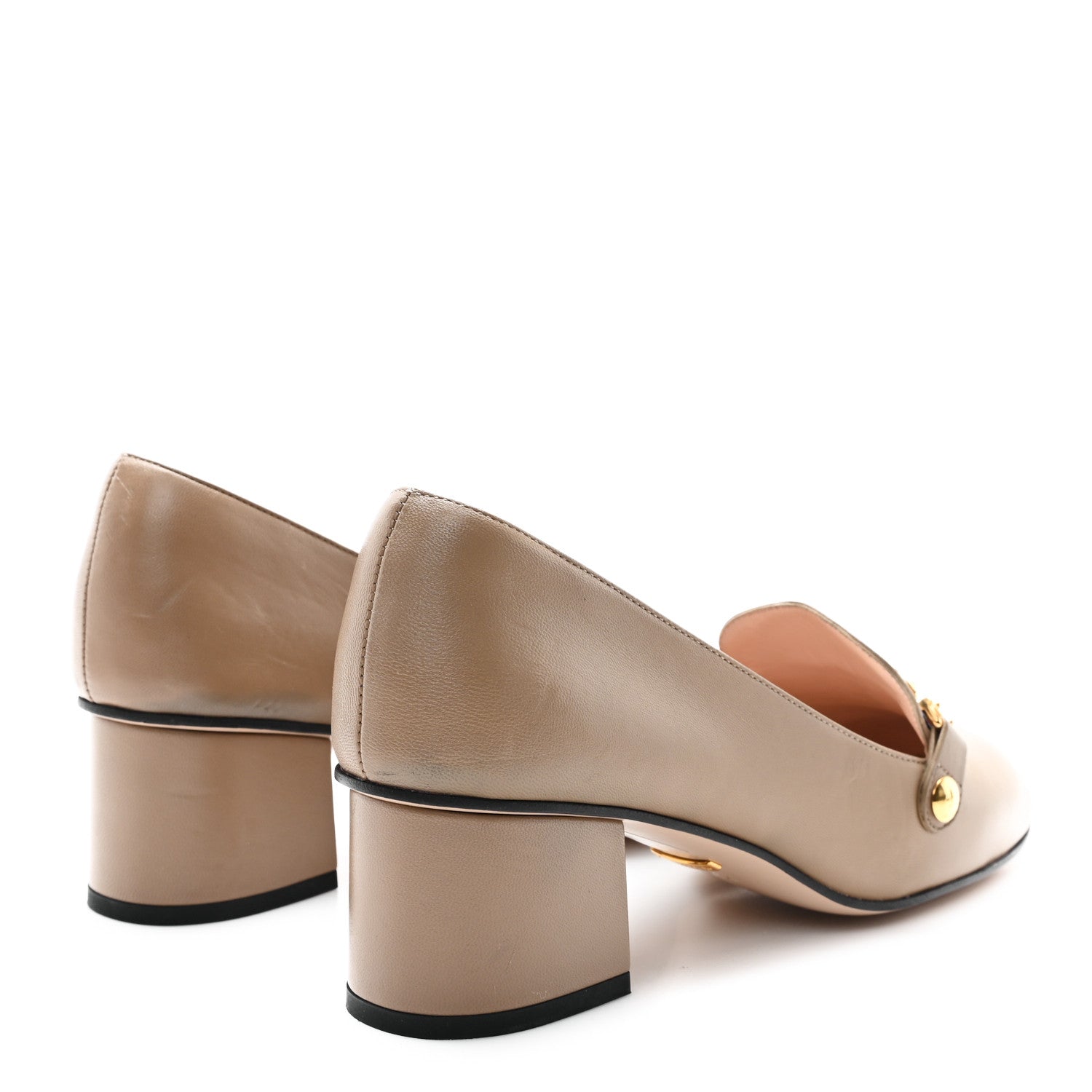 Gucci Malaga Kid Sylvie Web Chain Mid Heel Loafers 39.5 Mud