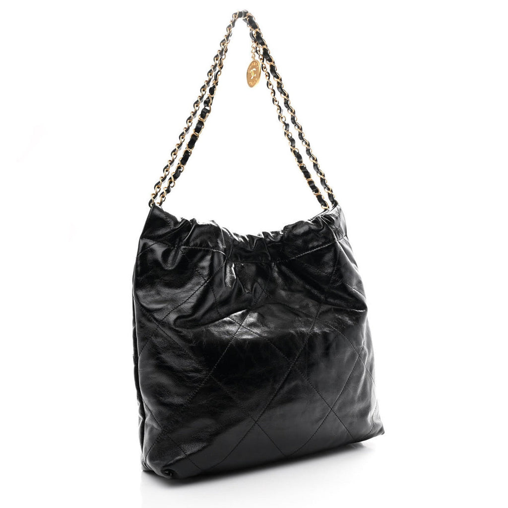 Chanel Glazed Calfskin  Quilted Small Chanel 22 Black