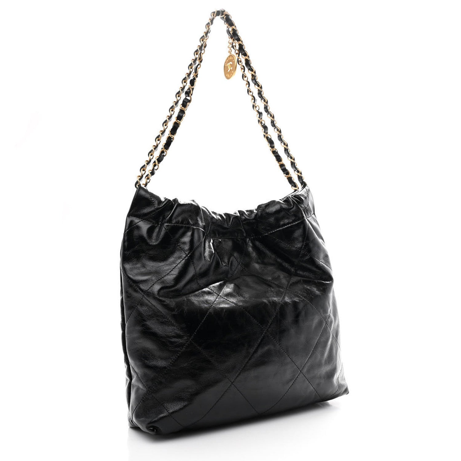 Chanel Glazed Calfskin  Quilted Small Chanel 22 Black