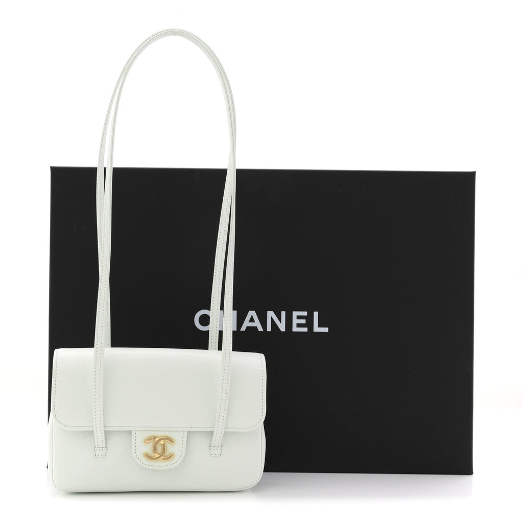 Chanel Shiny Caviar Mini Preppy Coco Shoulder Bag Light Blue