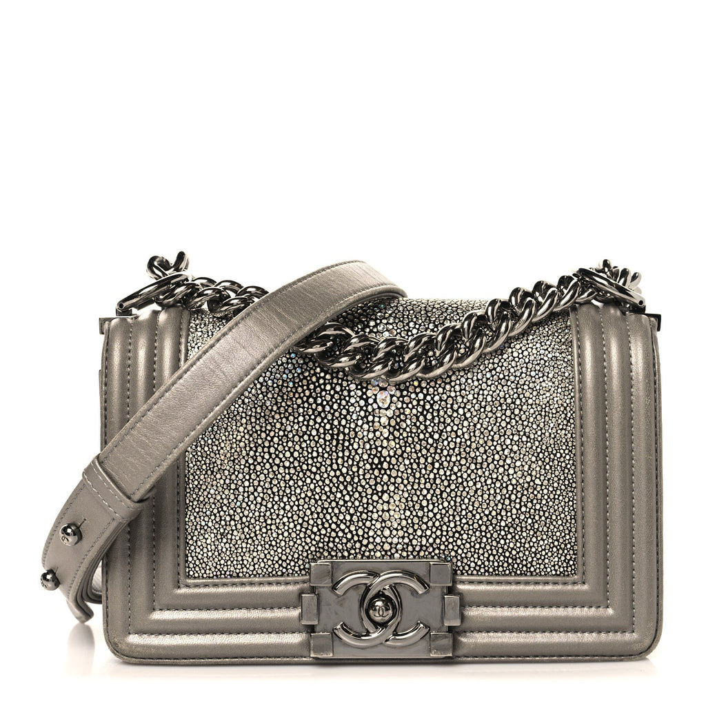 Chanel Galuchat Stingray Small Boy Flap Silver