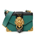 Prada Antic Soft Saffiano Lions Head Cahier Shoulder Bag Assenzio Black