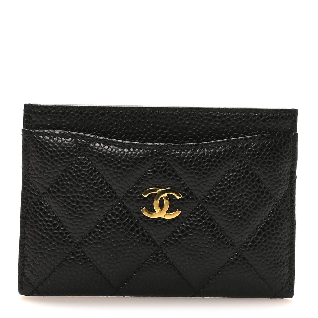 Caviar Quilted Card Holder Black