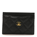 Caviar Quilted Card Holder Black