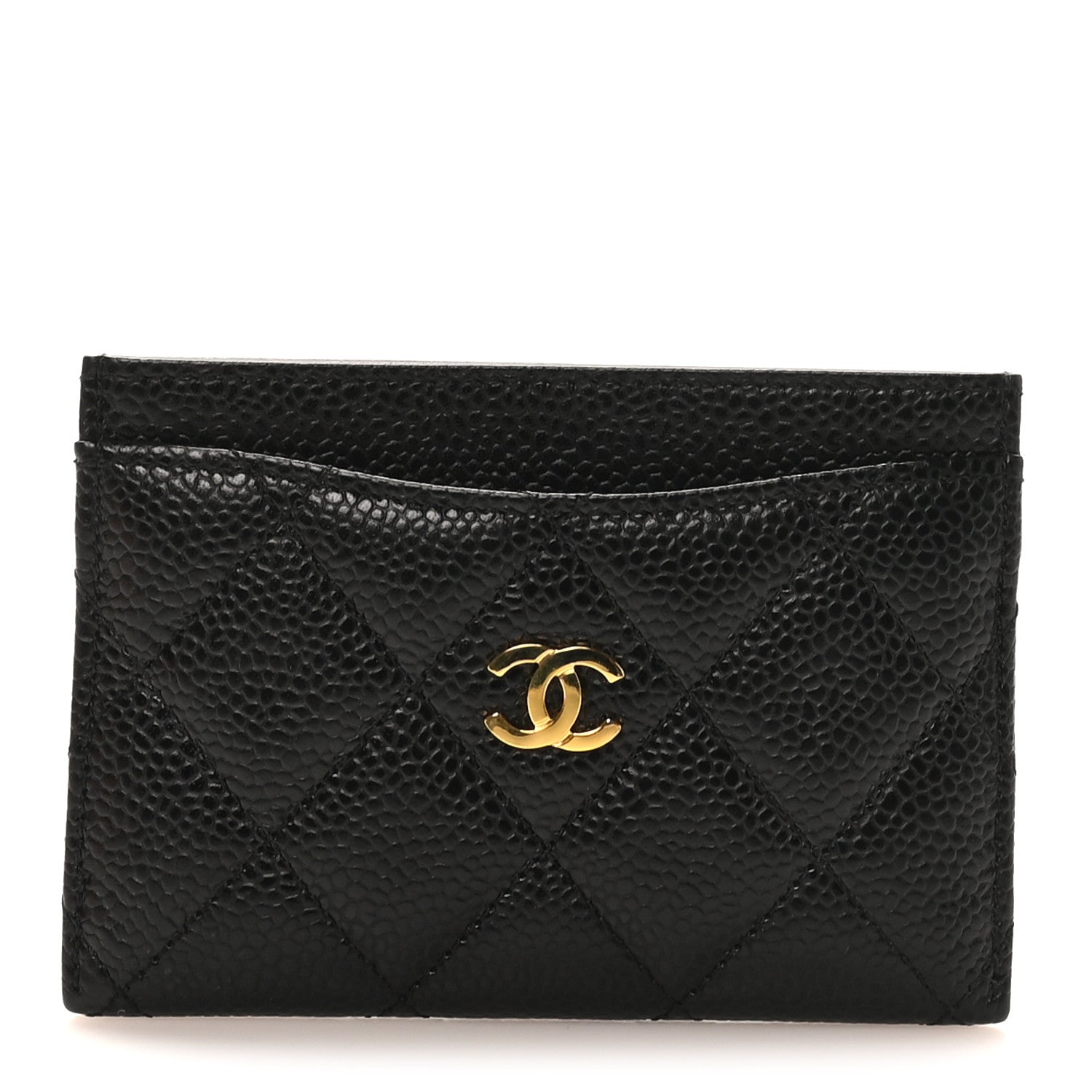Caviar Quilted Card Holder Black