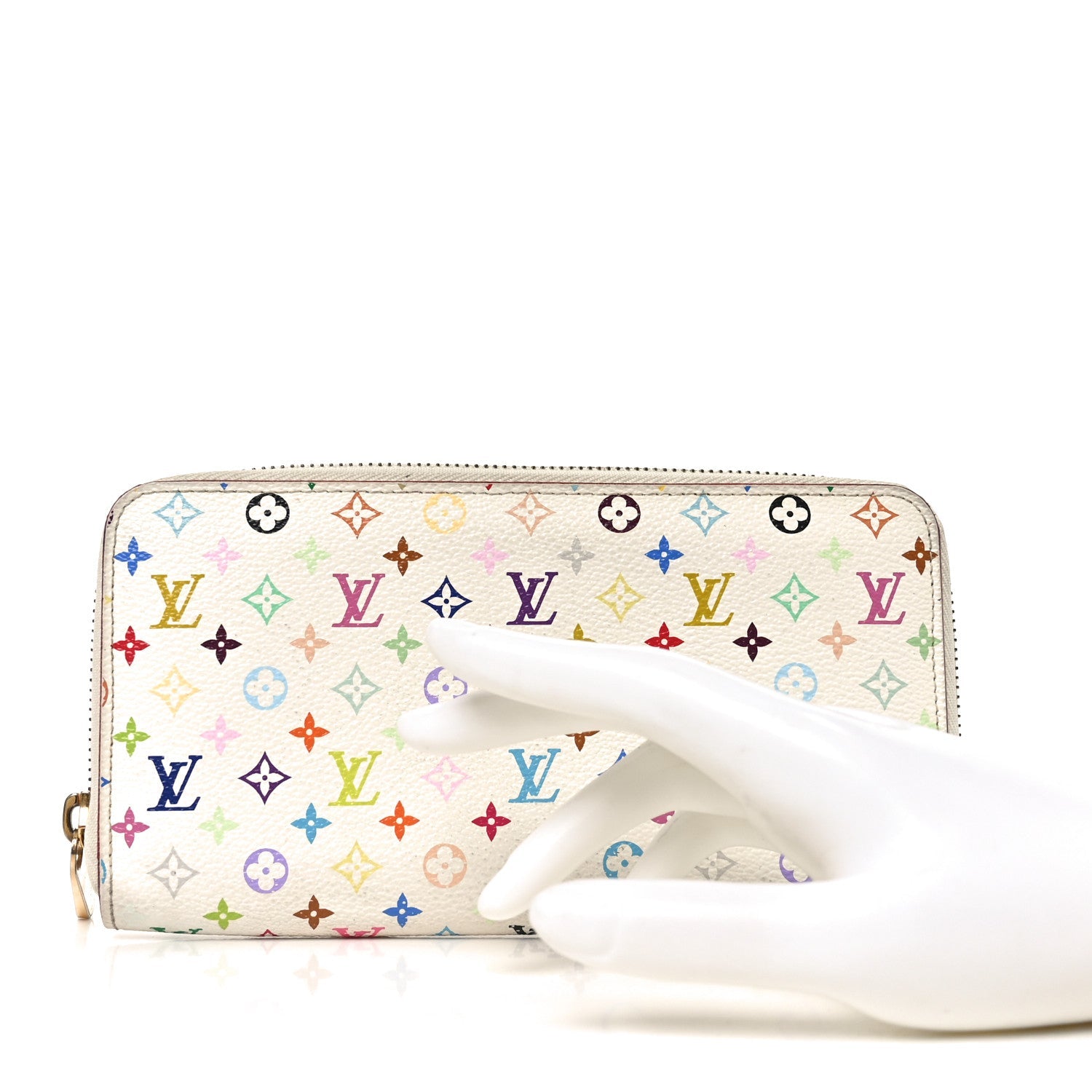 Louis Vuitton Monogram Multicolor Zippy Wallet White Litchi