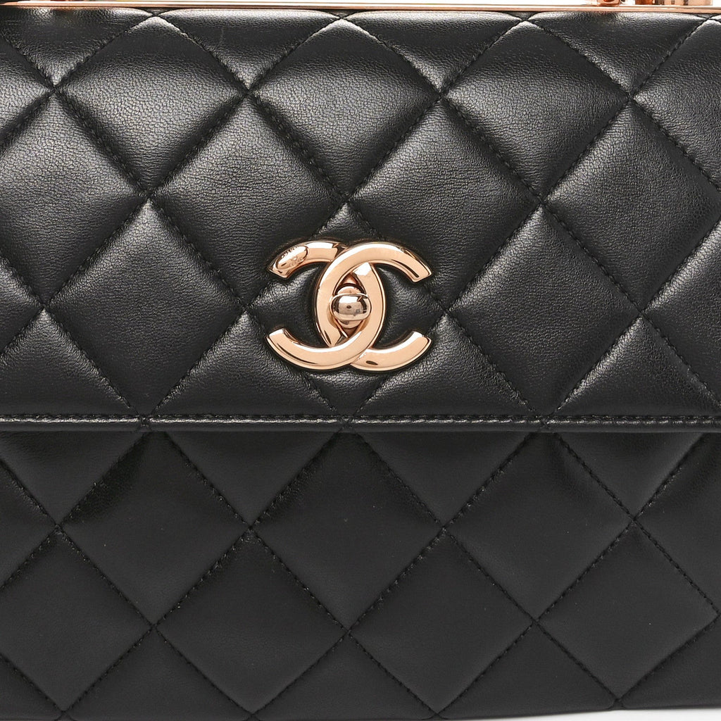 Chanel Lambskin Quilted Small Trendy CC Dual Handle Flap Bag Black