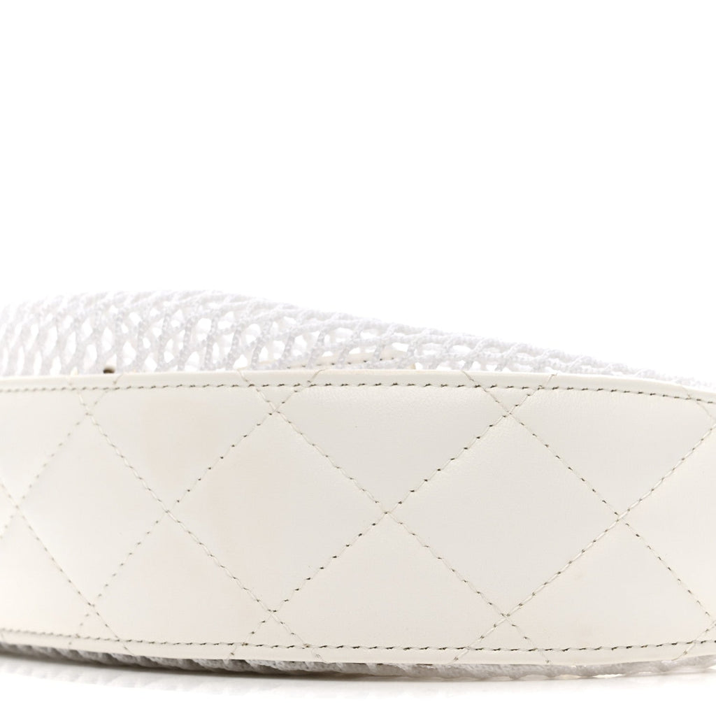 Chanel Mesh Shiny Lambskin Chain Hobo White