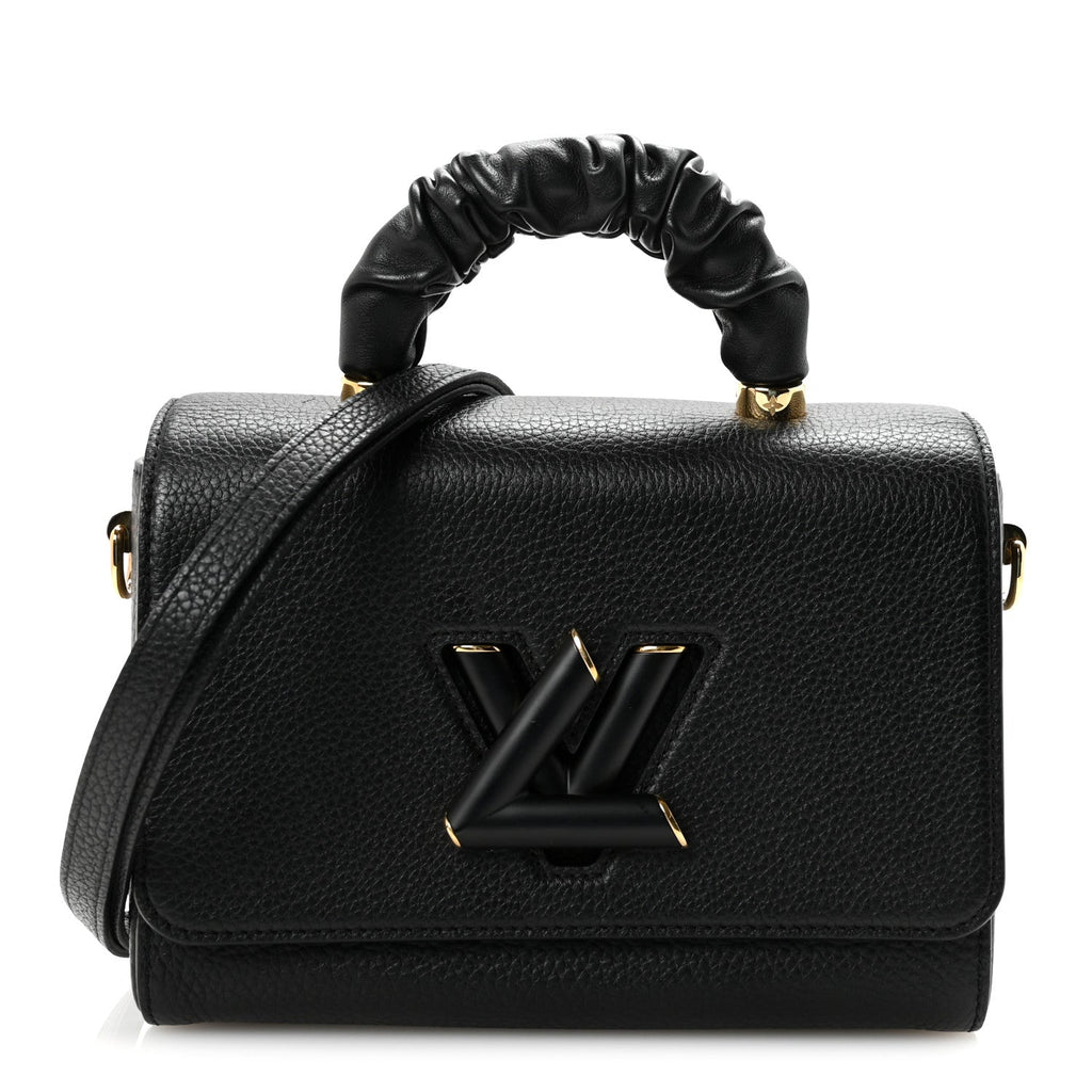 Louis Vuitton Taurillon Smooth Calfskin Scrunchie Twist One Handle MM Black