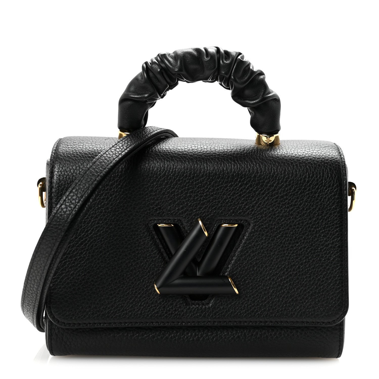 Louis Vuitton Taurillon Smooth Calfskin Scrunchie Twist One Handle MM Black