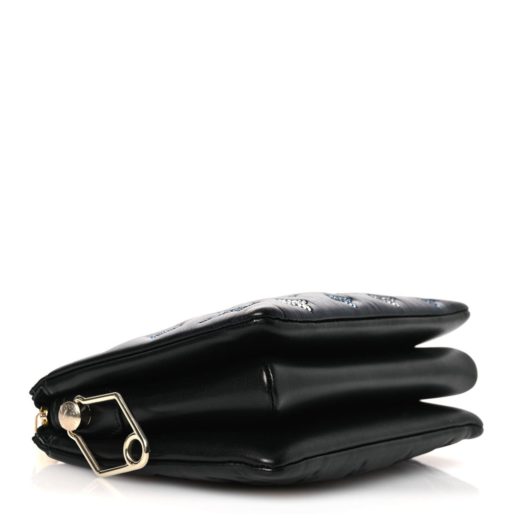 Louis Vuitton Lambskin Crystal Embellished Monogram Coussin BB Black