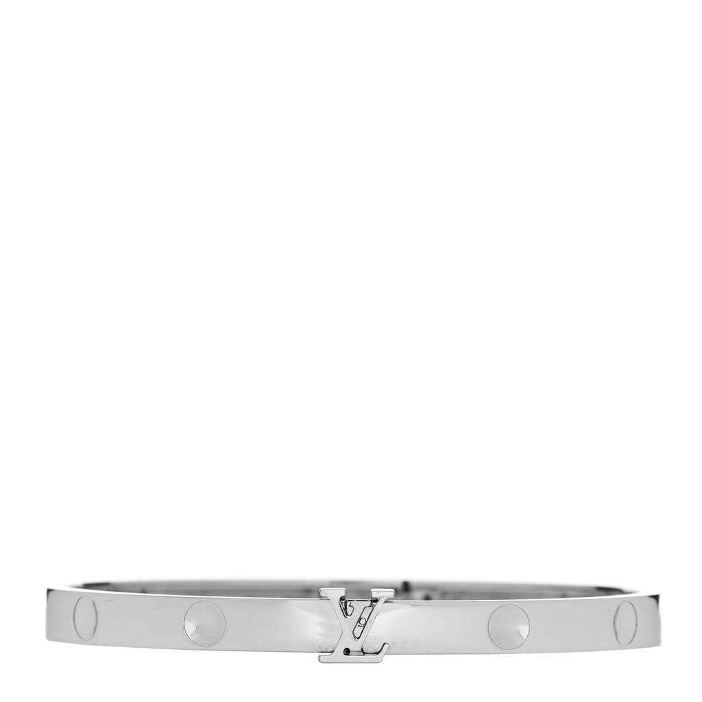 Louis Vuitton 18K White Gold Medium Empreinte Bangle Bracelet 17
