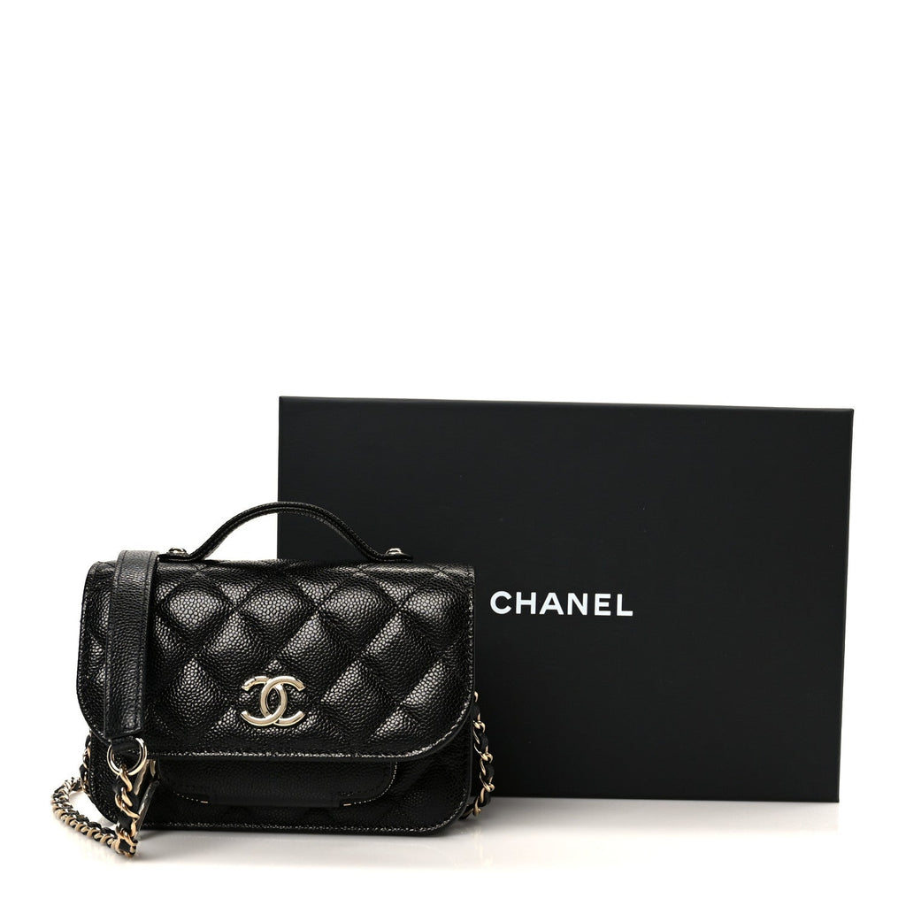 Chanel Caviar Quilted Business Affinity Clutch With Chain Black