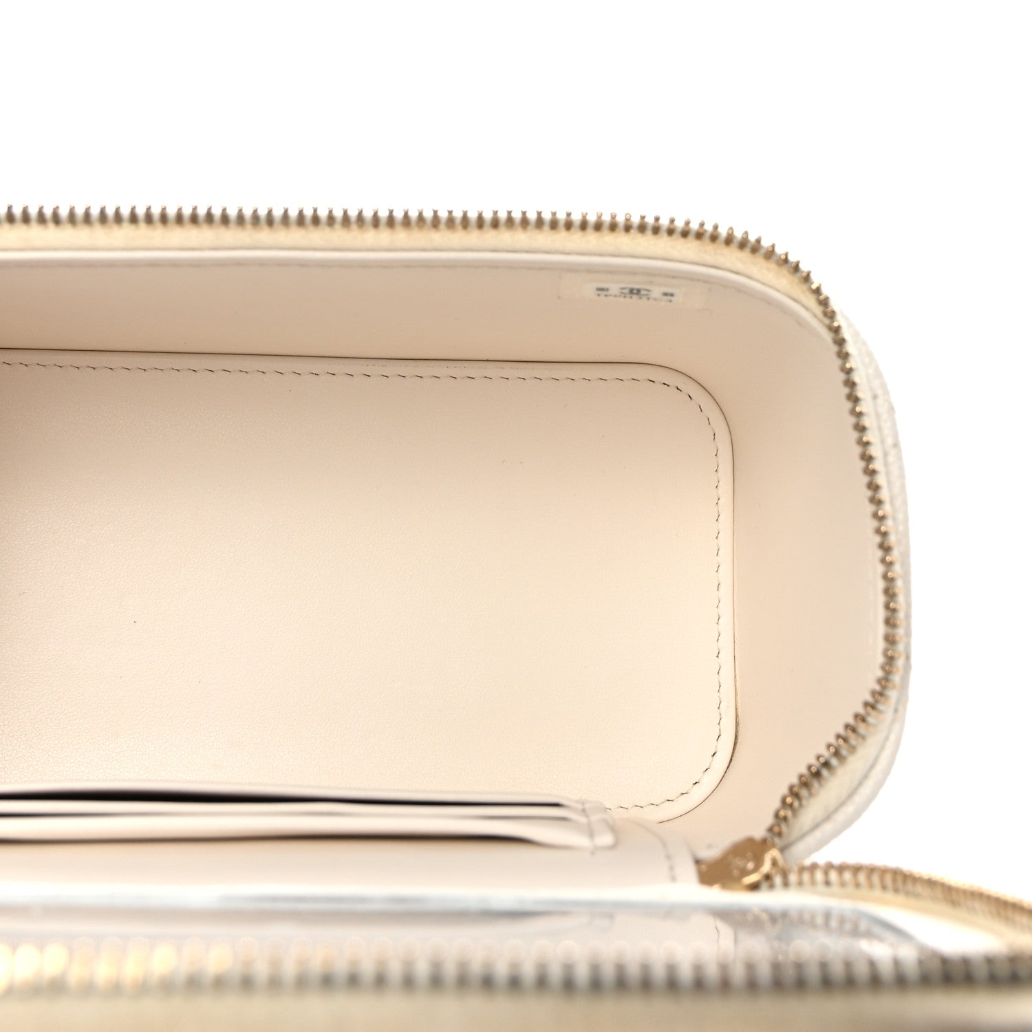 Caviar Quilted Small Vanity Case With Chain White