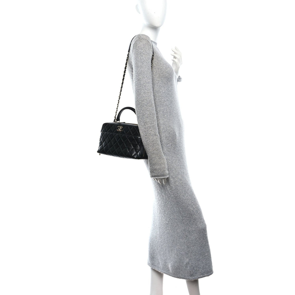 Chanel Lambskin Quilted Medium Trendy CC Bowling Bag Black