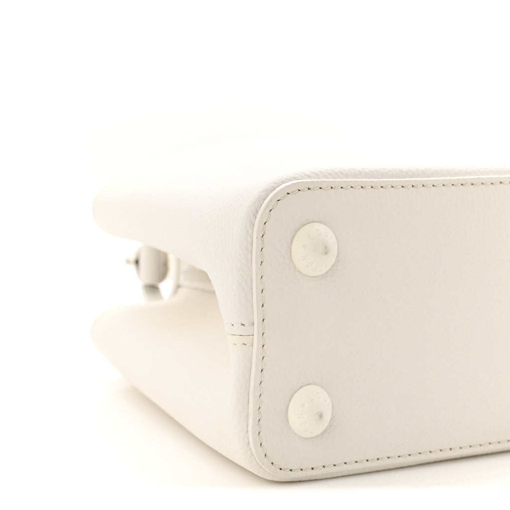 Louis Vuitton Taurillon Capucines East West MM Optic White