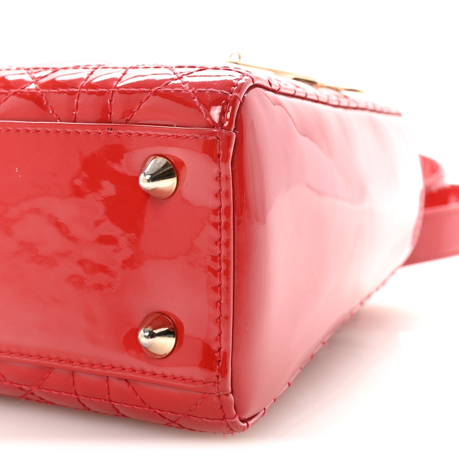Christian Dior Patent Cannage Small Lady Dior Red