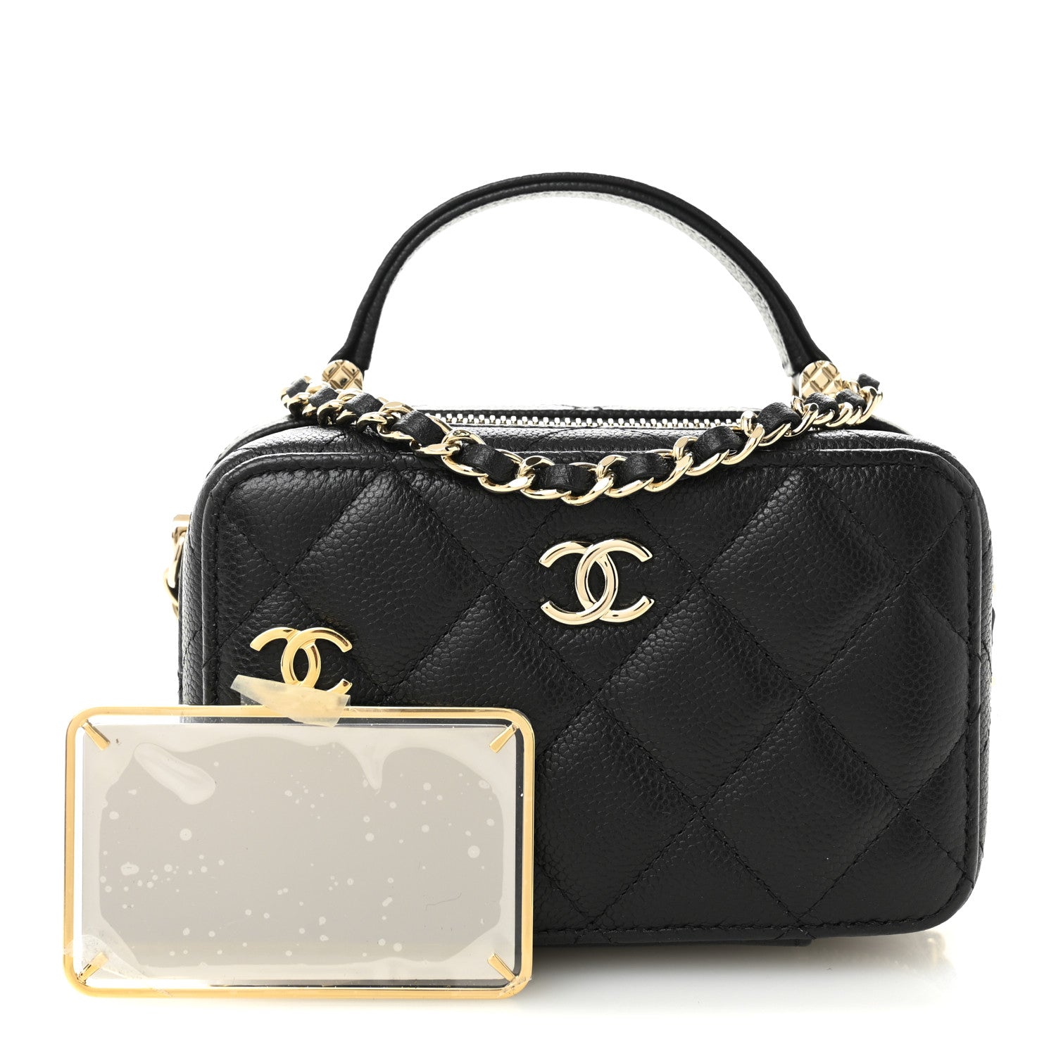 Chanel Caviar Quilted Small Top Handle Vanity Case Black