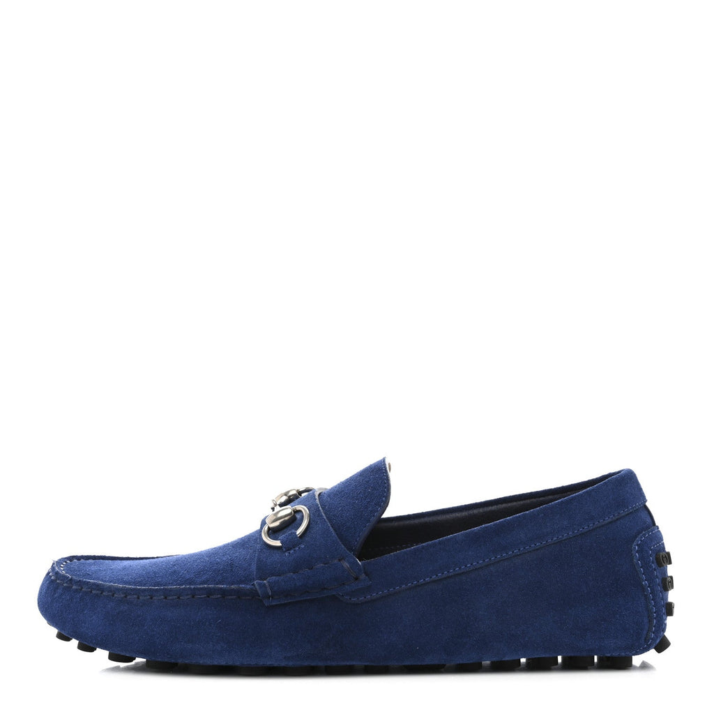 Gucci Suede Mens Horsebit Driver Loafers 8 Royale