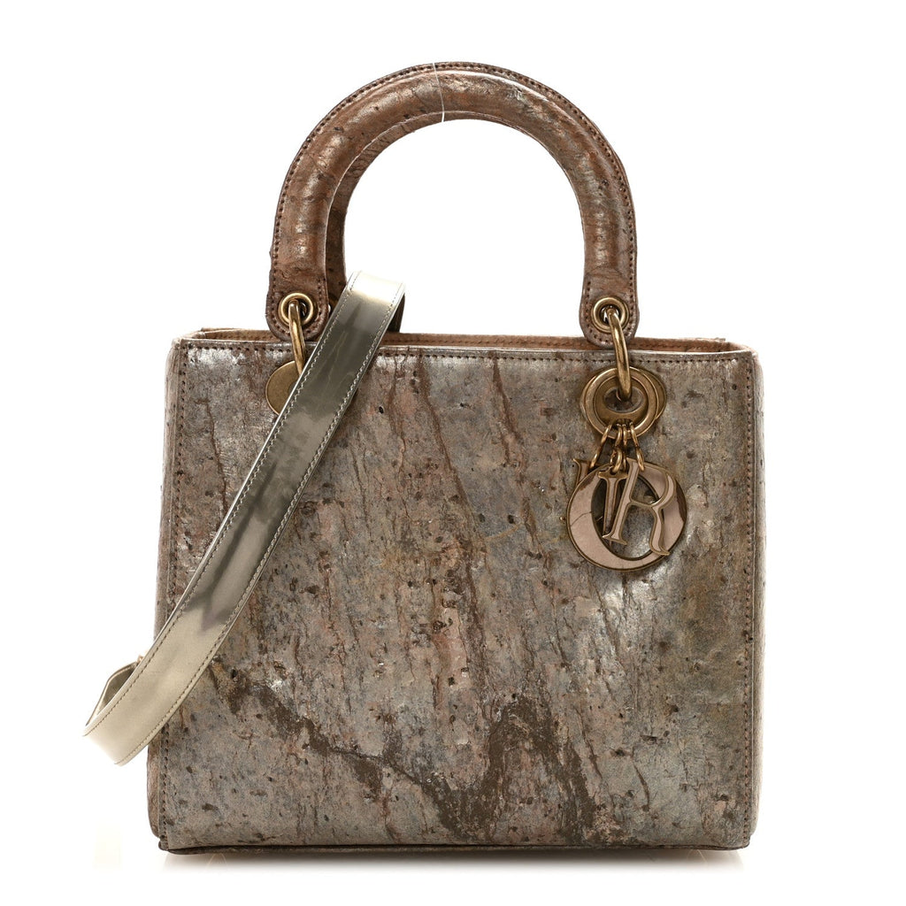 Christian Dior X LEE BUL Treated Calfskin Medium Lady Dior Art Bronze