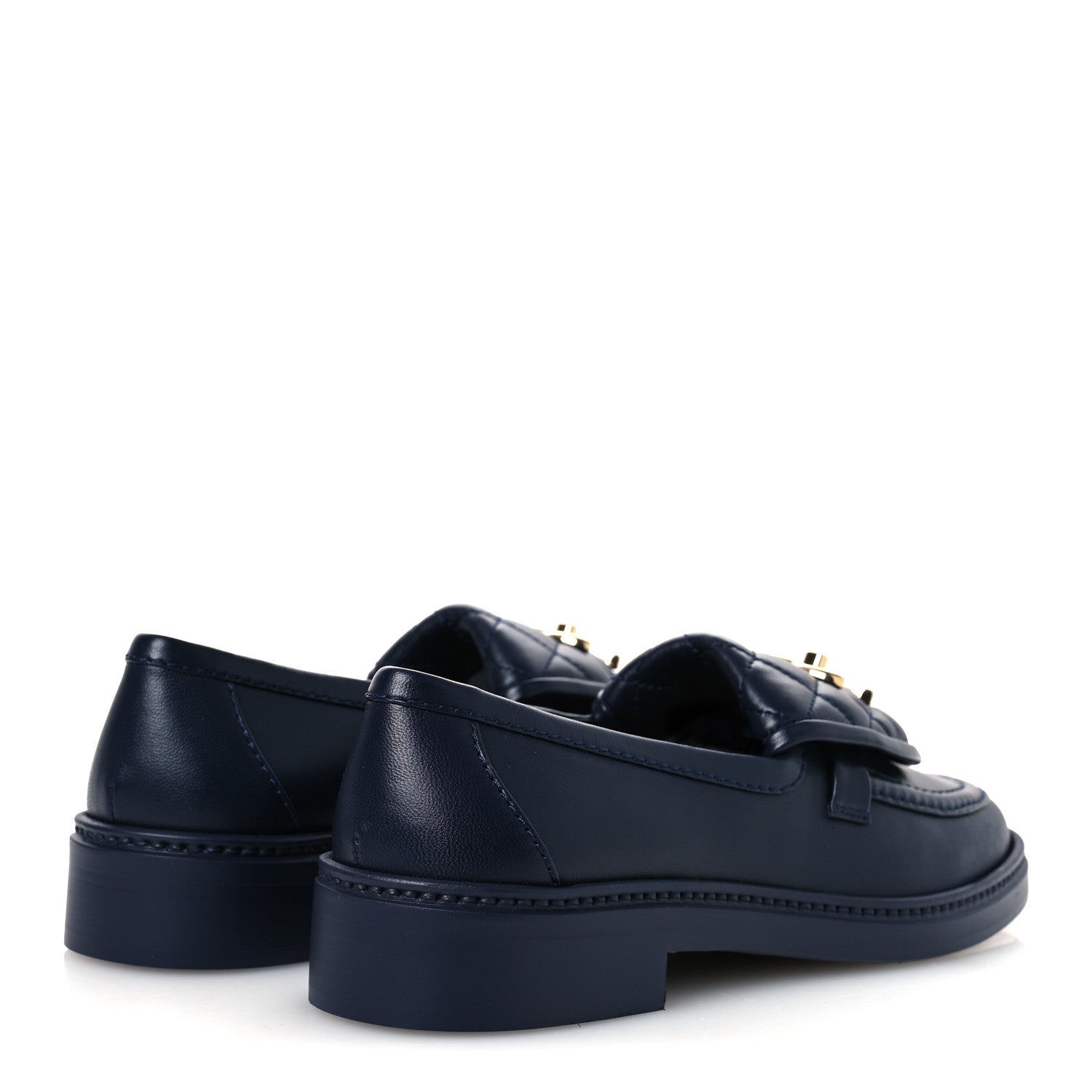 Lambskin Quilted CC Turnlock Loafers 36 Navy